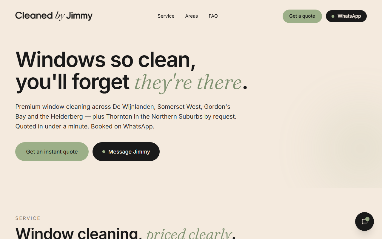 Cleaned by Jimmy website preview