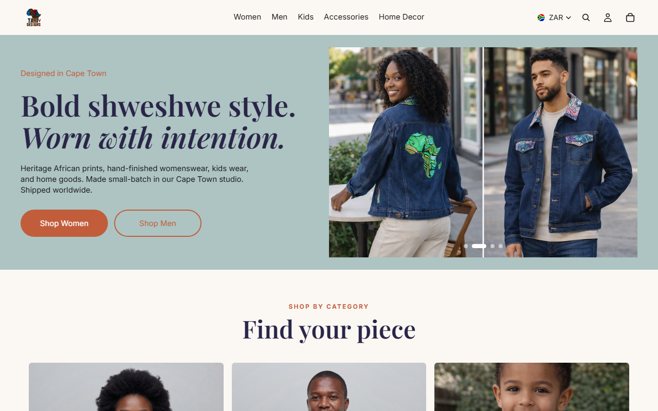 Tari Designs website preview